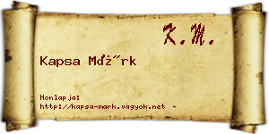 Kapsa Márk névjegykártya